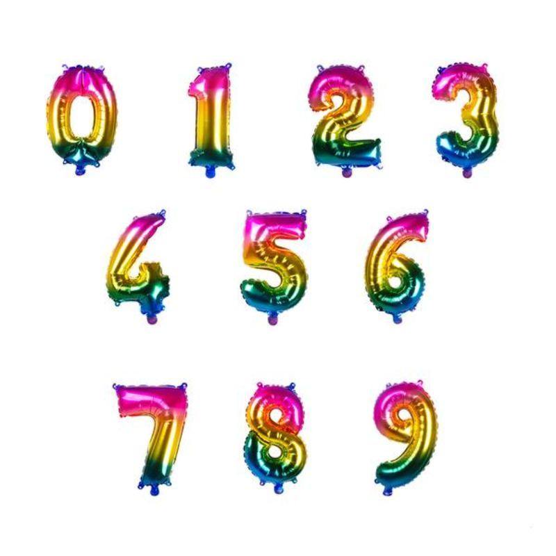 Rainbow Number 0 Foil Balloon - 36cm - The Base Warehouse