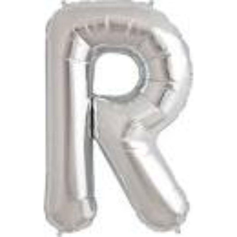 Silver Letter R Foil Balloon - 36cm - The Base Warehouse