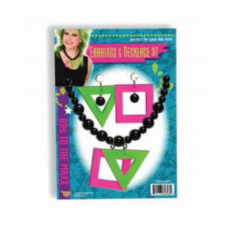 80s Neon Necklace & Earrings Set - The Base Warehouse