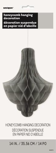 Silver Chandelier Honeycomb Decoration - 35.5cm
