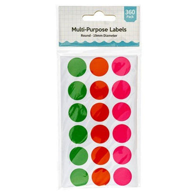 Round Coloured Multi-Purpose Labels - 19mm - The Base Warehouse