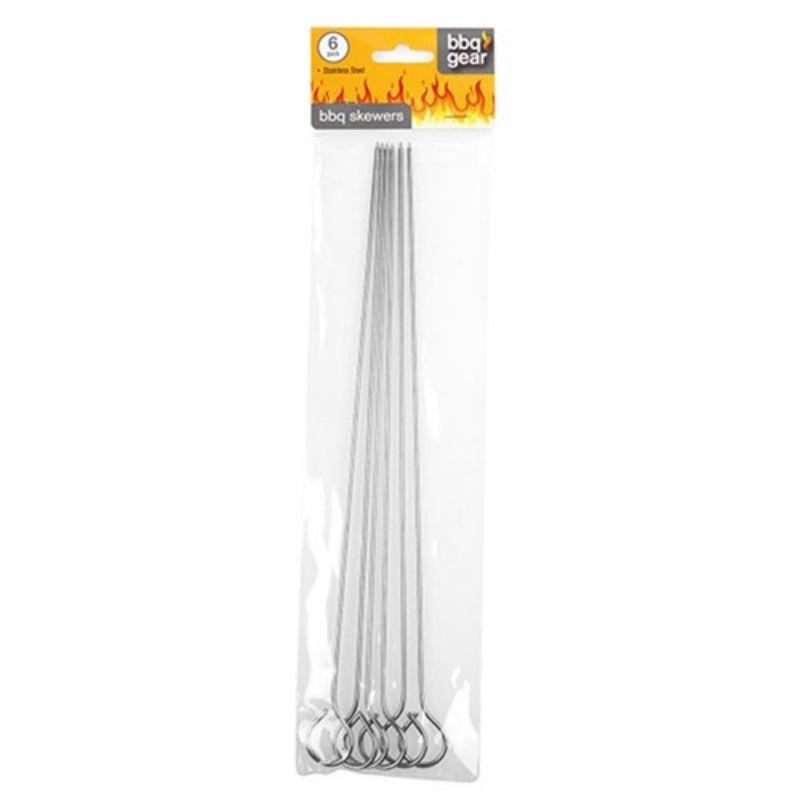 BBQ Skewers Metal 6pk 30cm Stainless Steel 12.5g