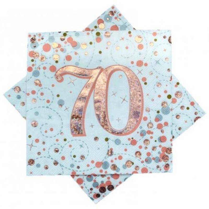 16 Pack Sparkling Fizz 70 Rose Gold Lunch Napkins - 33cm - The Base Warehouse