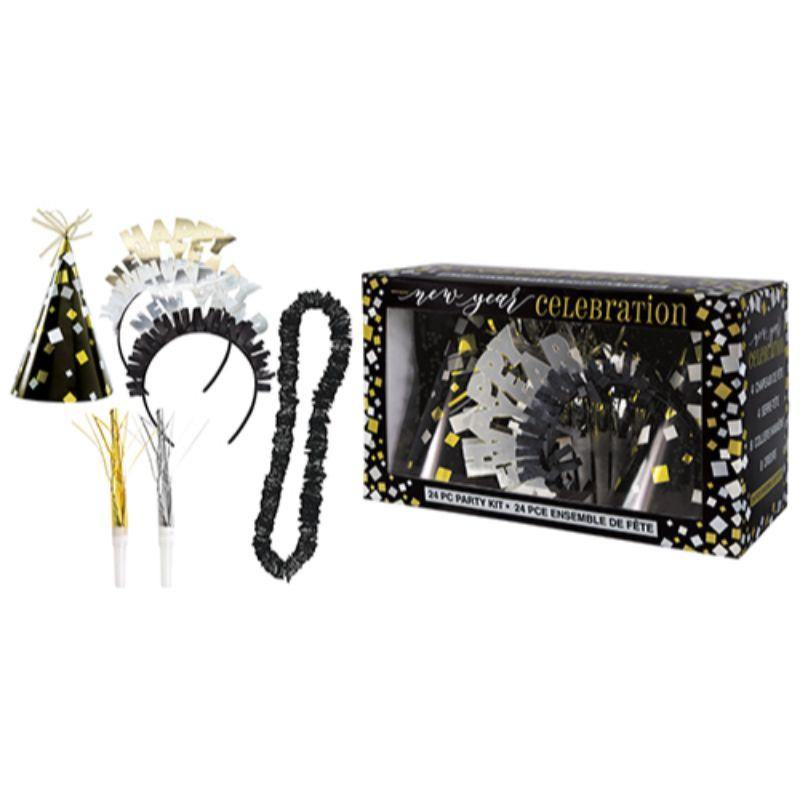 New Year Gold & Silver Foil Party Kit For 8 - The Base Warehouse