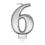 Load image into Gallery viewer, Metallic Silver Numerical Birthday Candle 6 - 8cm