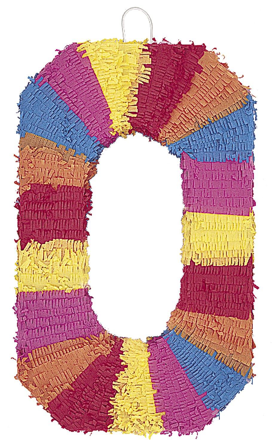 Number 0 Rainbow Stripe Pinata