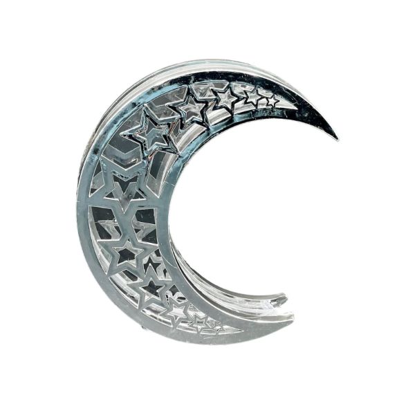 Silver Plastic Ramadan Moon Candy Box - 15cm