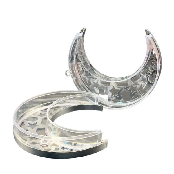 Silver Plastic Ramadan Moon Candy Box - 15cm