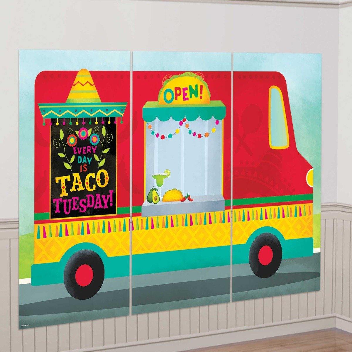 Fiesta 3 Panel Taco Truck Scene Setter - 3 x 82cm x 1.65m - The Base Warehouse