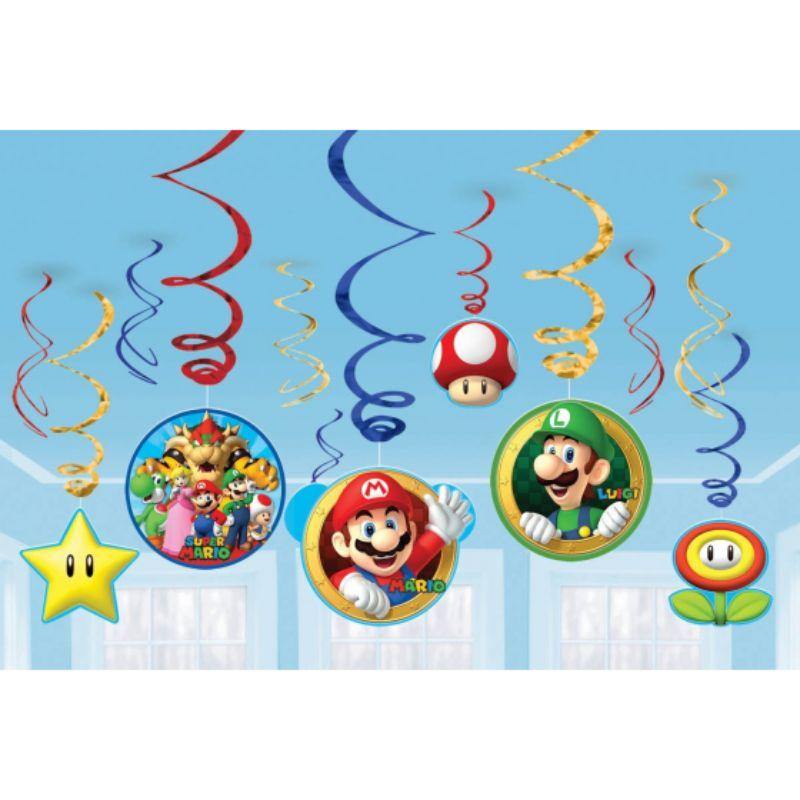 12 Pack Super Mario Bros Swirl Value Pack - 12cm to 17cm - The Base Warehouse