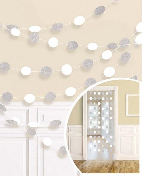 6 Pack Frosty White Hanging Glitter Strings - The Base Warehouse
