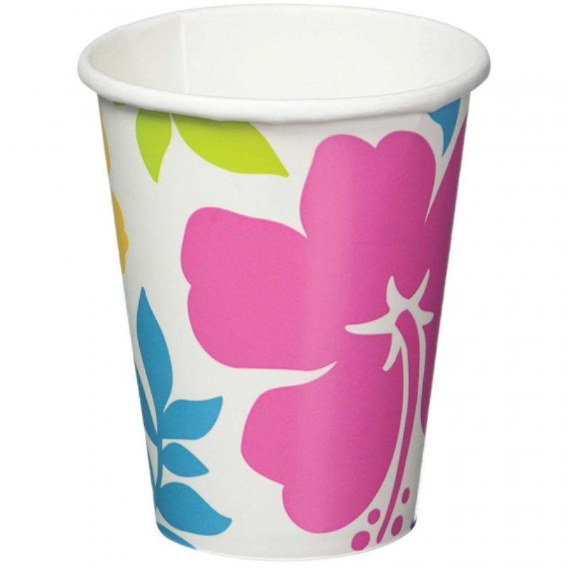 8 Pack Summer Hibiscus Cups - 266ml - The Base Warehouse