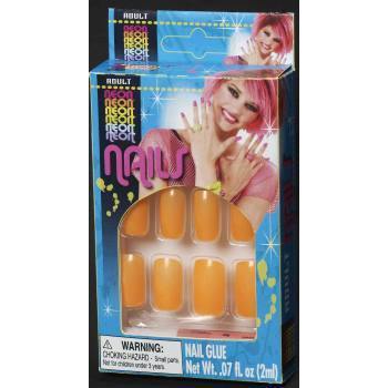 Orange Neon Finger Nails