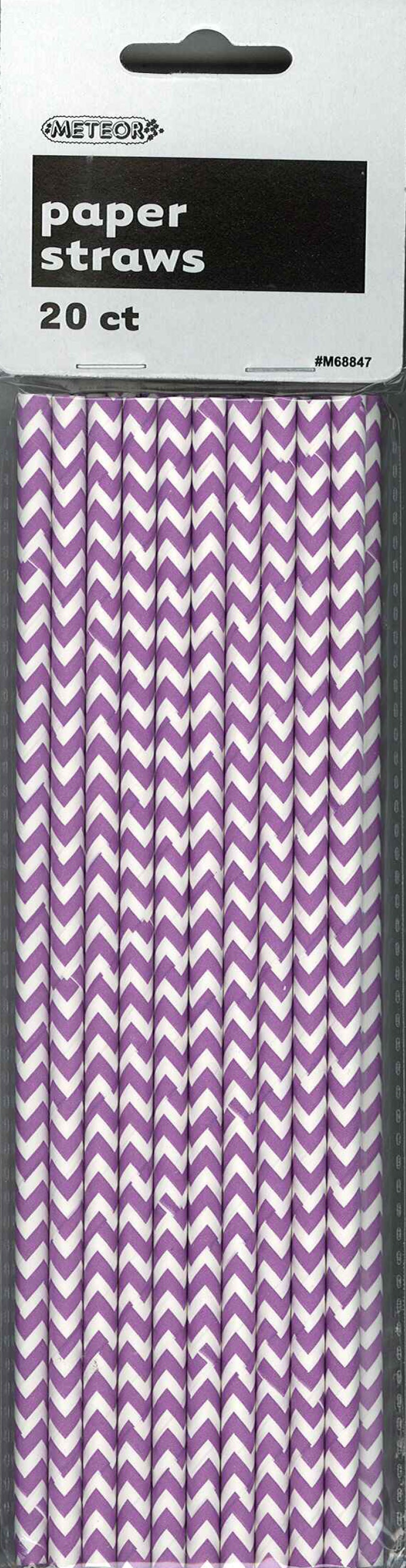 20 Pack Pretty Purple Chevron Paper Straws