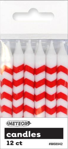 12 Pack Ruby Red Chevron Candles