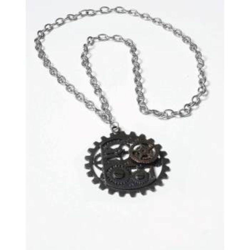 Steampunk Dark Metal Gear Necklace - The Base Warehouse