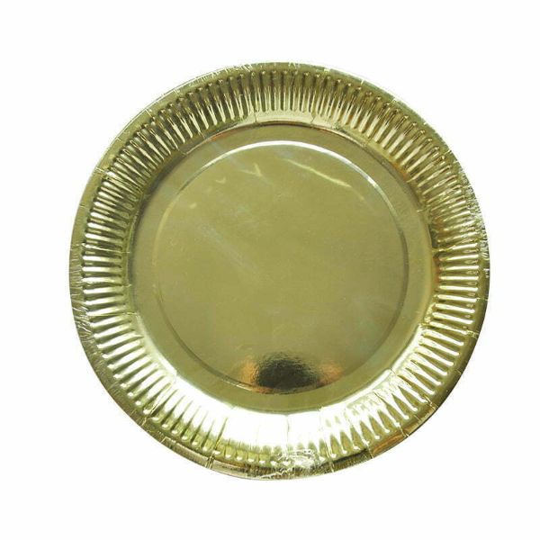 6 PackGolden Foil Paper Plates - 23cm