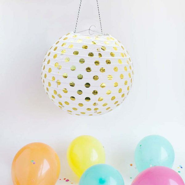 Gold Dots Round Paper Lantern - 20cm