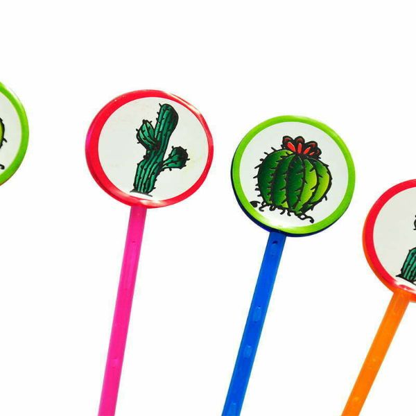 12 Pack Cactus Plastic Stirrers - 18cm