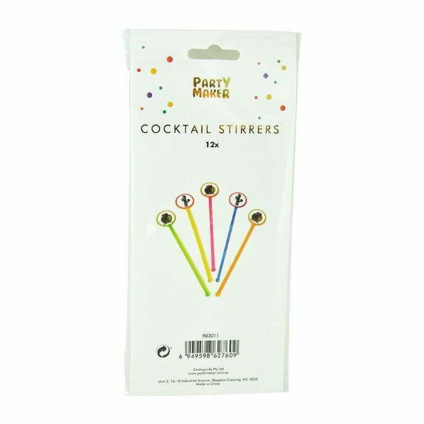12 Pack Cactus Plastic Stirrers - 18cm