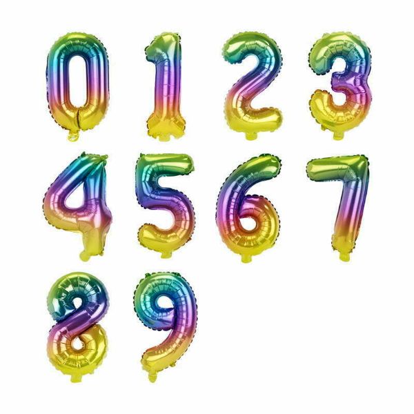 Rainbow Number 9 Foil Balloon - 36cm