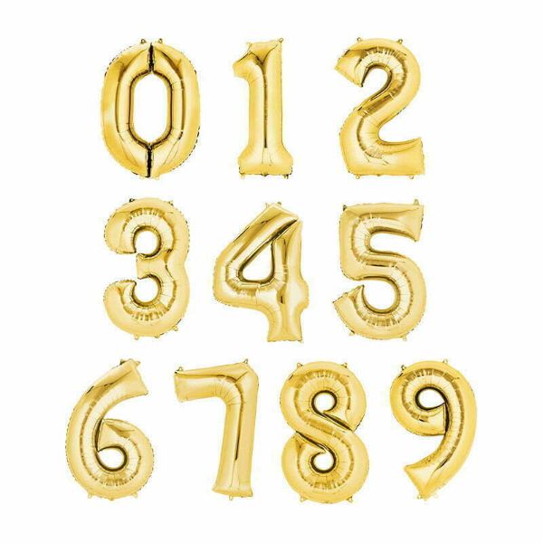 Gold Number Foil Balloon #0 - 66cm