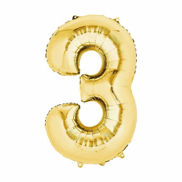 Gold Number Foil Balloon #3 - 66cm