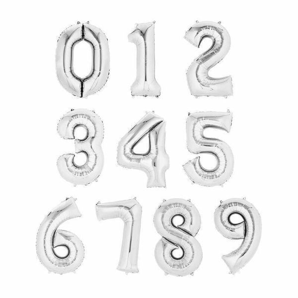 Silver Number Foil Balloon #0 - 66cm