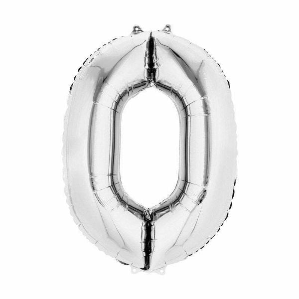 Silver Number Foil Balloon #0 - 66cm