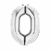 Load image into Gallery viewer, Silver Number Foil Balloon #0 - 66cm
