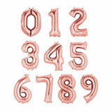 Load image into Gallery viewer, Rose Gold Number Foil Balloons #0 - 66cm