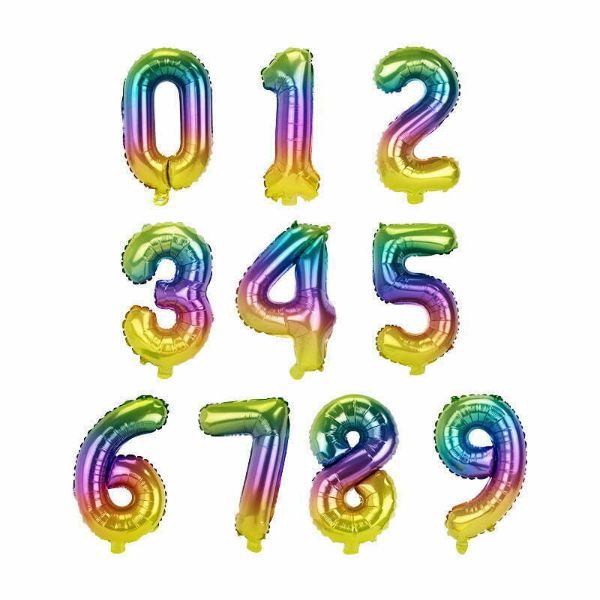 Rainbow Number Foil Balloons #4 - 66cm