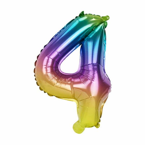 Rainbow Number Foil Balloons #4 - 66cm
