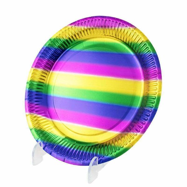 8 Pack Rainbow Plates - 17cm