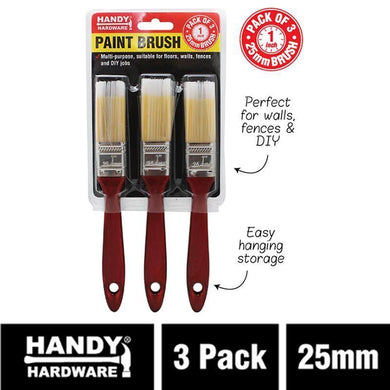3 Pack Paint Brushes - 25mm - The Base Warehouse