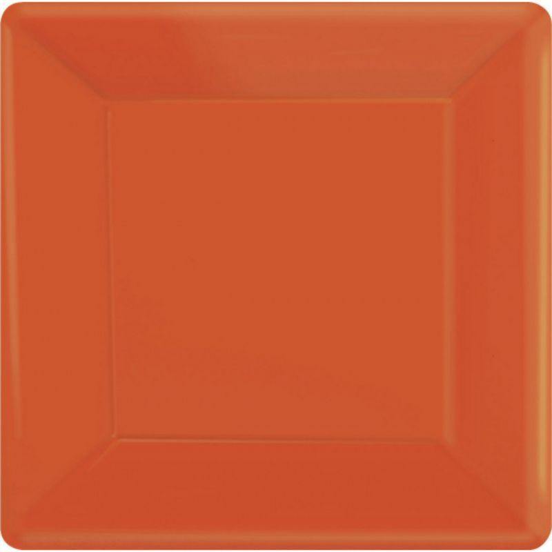 20 Pack Orange Square Paper Plates - 26cm - The Base Warehouse