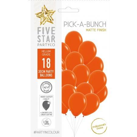 18 Pack Matte Orange Latex Balloons - 30cm - The Base Warehouse