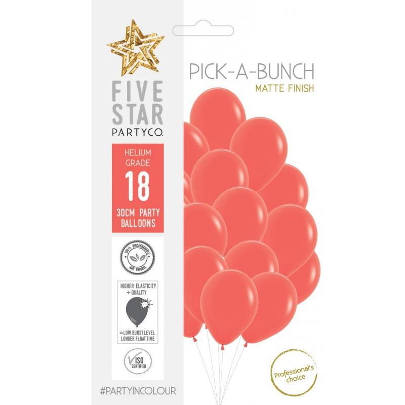 18 Pack Matte Coral Latex Balloons - 30cm - The Base Warehouse