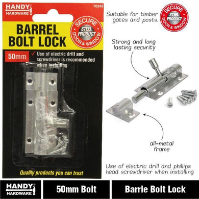 Barrel Bolt Lock - 50mm - The Base Warehouse