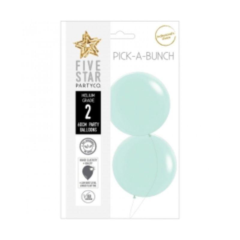 2 Pack Matte Pastel Green Latex Balloons - 60cm - The Base Warehouse