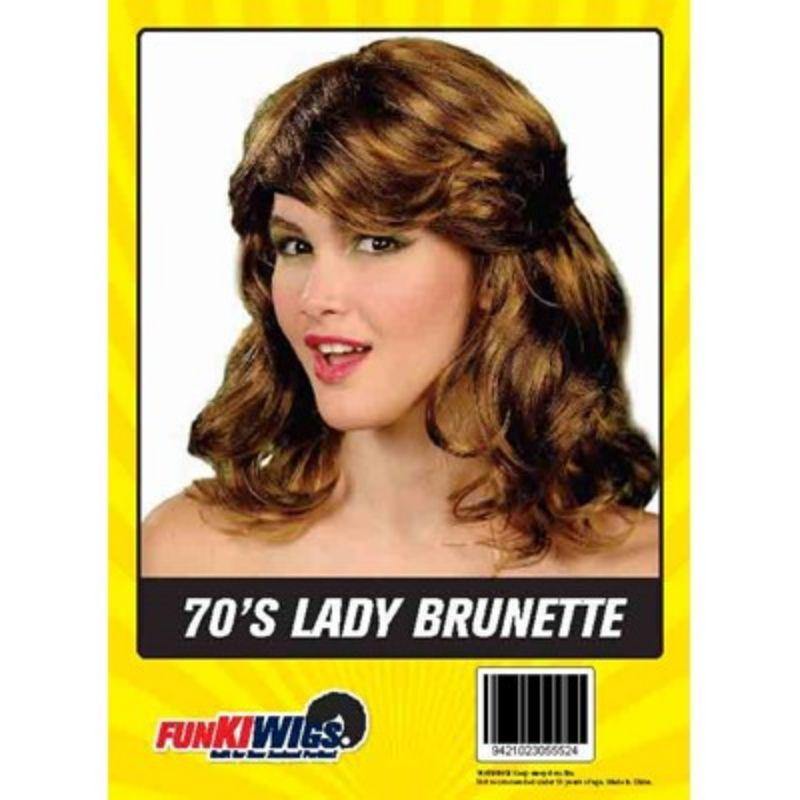 Womens Brunette 70s Lady Wig - The Base Warehouse