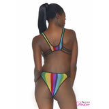 Load image into Gallery viewer, Rainbow Fishnet Cut Out Bodysuit - OS