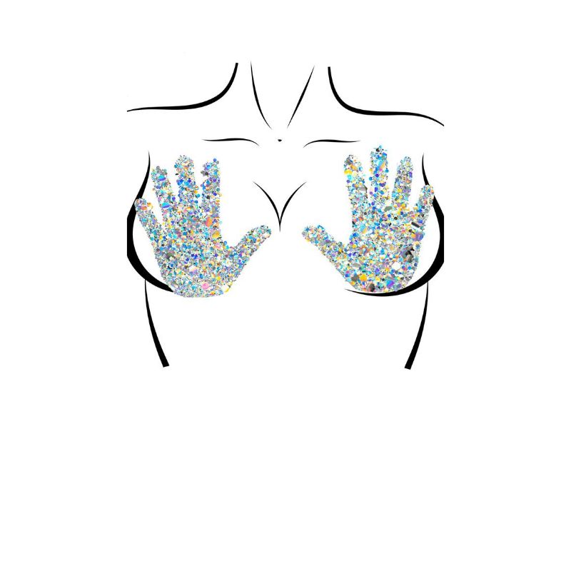Handsy Adhesive Holographic Confetti Nipple Stickers with Body Glitters