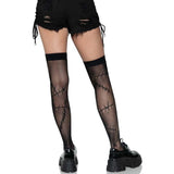 Load image into Gallery viewer, Womens Black Stitched Up Fishnet Thigh Highs
