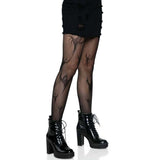 Load image into Gallery viewer, Womens Black Spooky Ghost Fishnet Tights