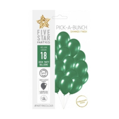 18 Pack Shimmer Green Latex Balloons - 30cm - The Base Warehouse