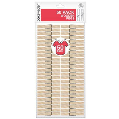 50 Pack Wooden Clothes Pegs - The Base Warehouse