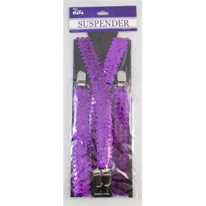 70CM SEQUIN SUSPENDERS PURPLE - The Base Warehouse