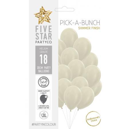 18 Pack Shimmer Pearl Ivory Latex Balloons - 30cm