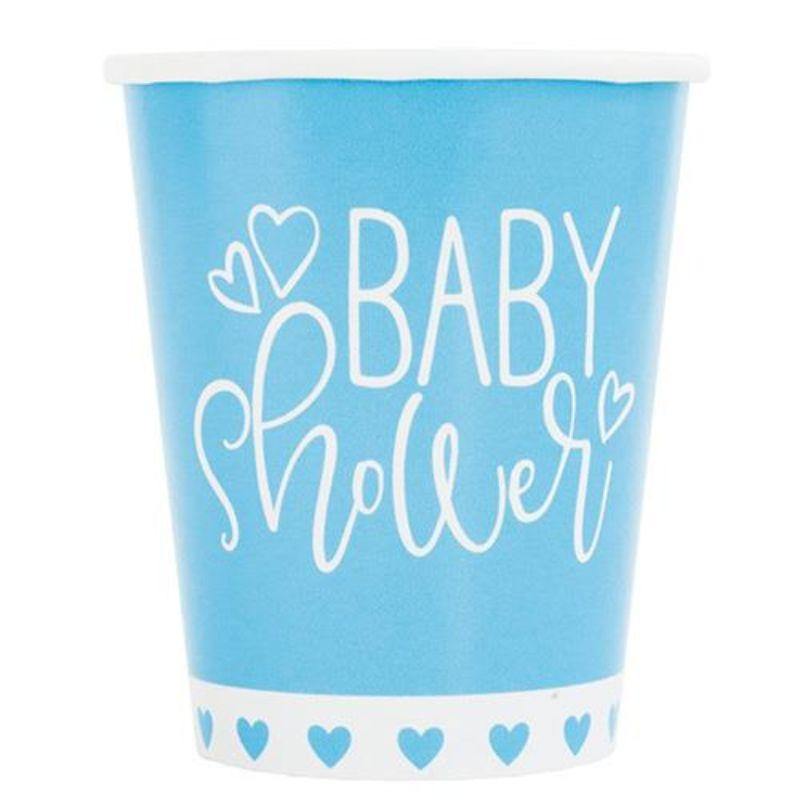 8 Pack Blue Heart Cups - 270ml - The Base Warehouse